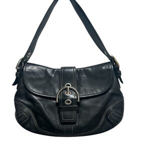 Vintage Coach SoHo Flap Hobo Buckle Bag Black Leather